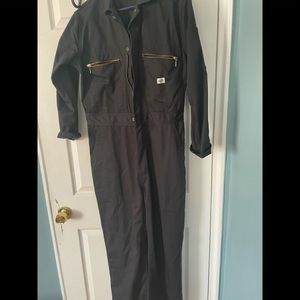 Black Dickies front zip overall with gold zippers size M
